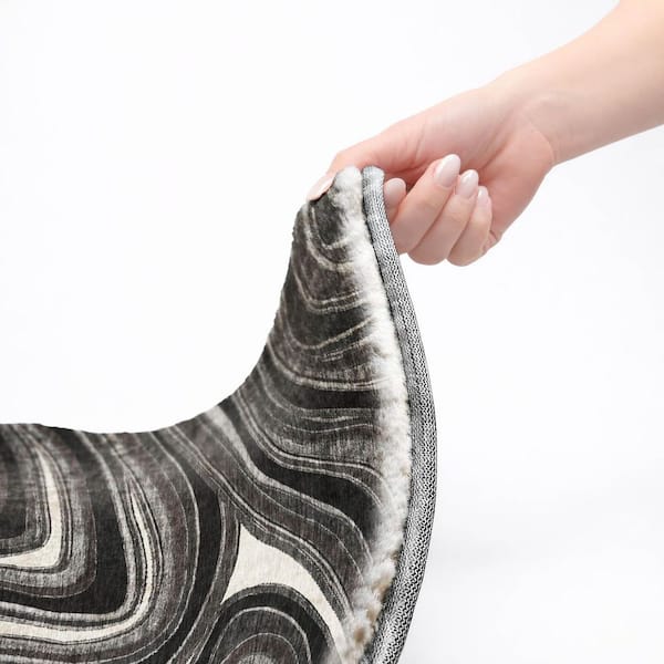 Dream Shag Premium Machine Washable Abstract ADS756 Black 10 ft. x 14 ft. Area Rug