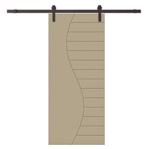 CALHOME 42 in. x 80 in. Unfinished Composite MDF Paneled Interior Sliding Barn Door with Hardware Kit