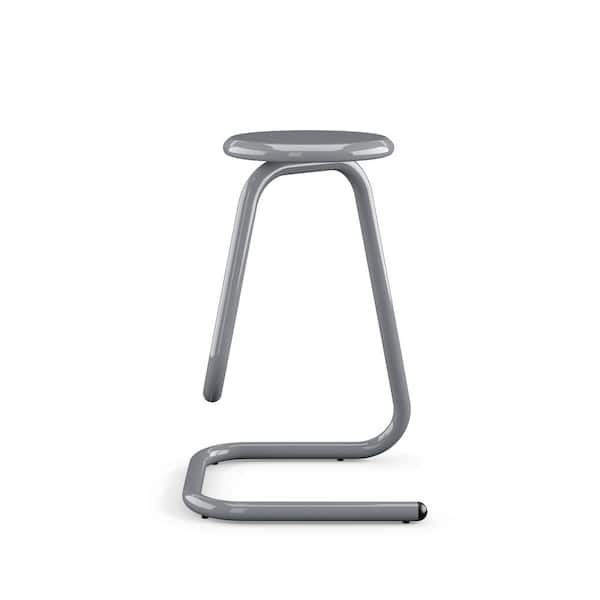 Paperclip70 26 in. Glossy Grey Metal Counter Stool