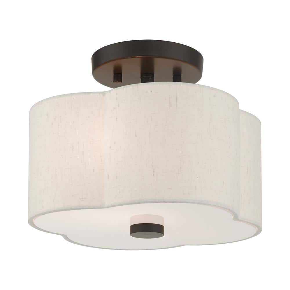 Solstice English Bronze 2-Light LED Drum Semi-Flush Mount