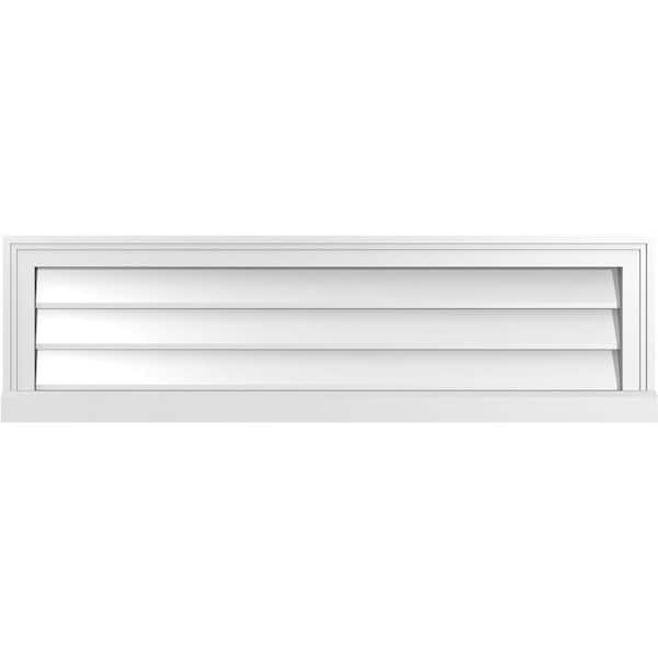 Ekena Millwork 42 in. x 12 in. Vertical Surface Mount PVC Gable Vent: Decorative with Brickmould Sill Frame