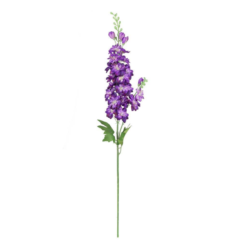 LIVING LUXURY 34 in. Purple Artificial Delphinium Flower Stem