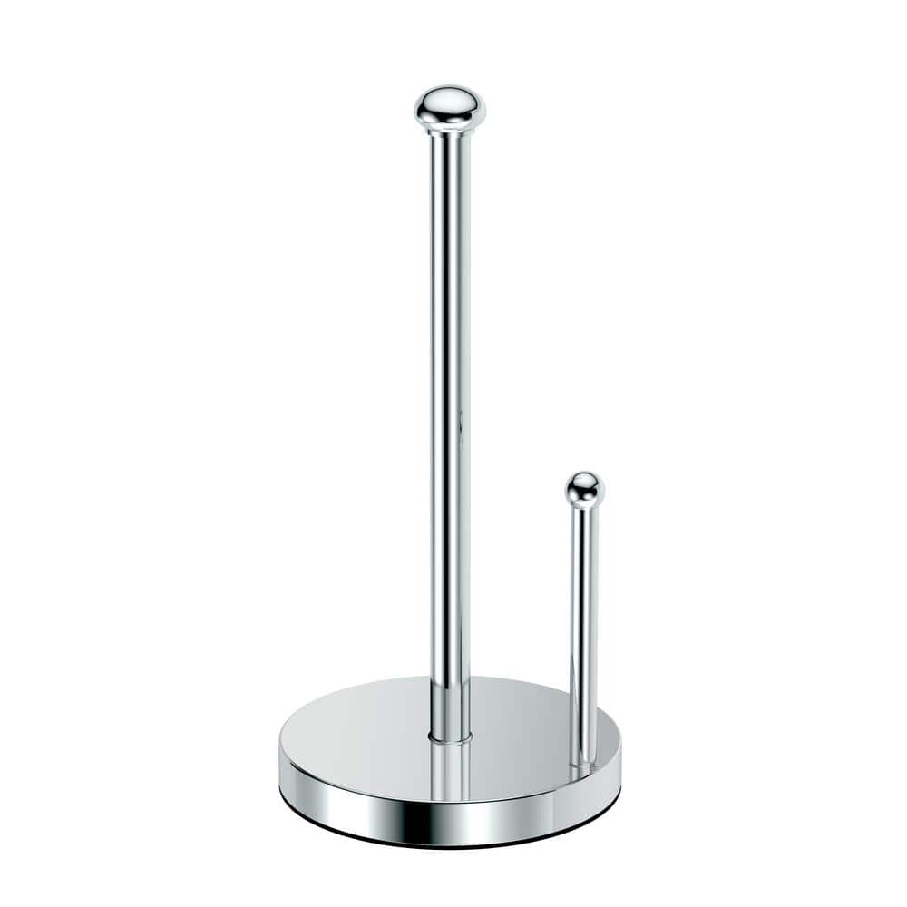 Chrome BaHoki Essentials Metal Paper Towel Holder for Contemporary Kitchen Accommodates All Roll Sizes