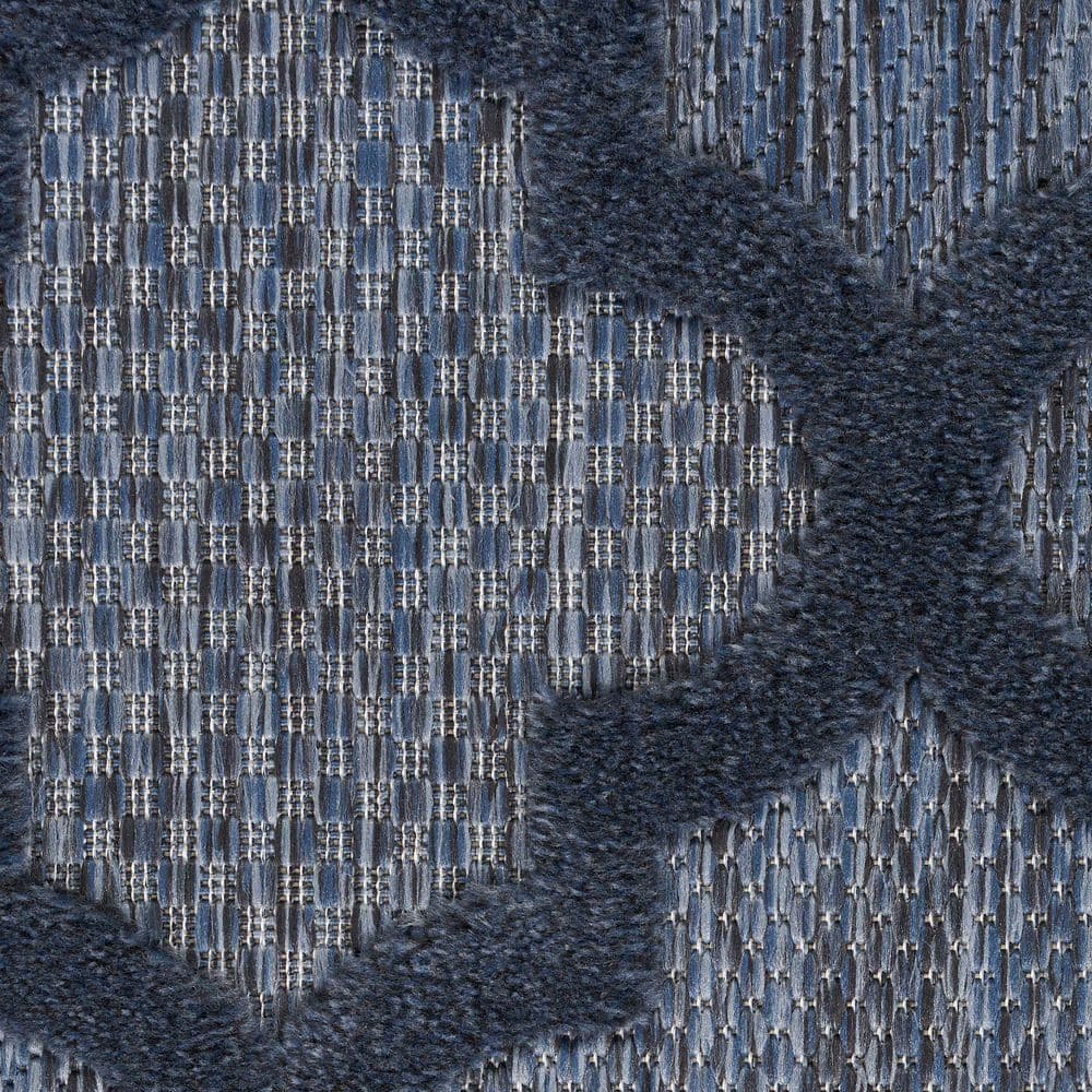 Navy Blue Trellis Pattern Indoor/Outdoor Runner Rug 2' x 6'