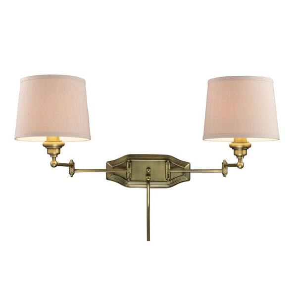 Titan Lighting 2-Light  Antique Brass Swing Arm Wall Mount-DISCONTINUED