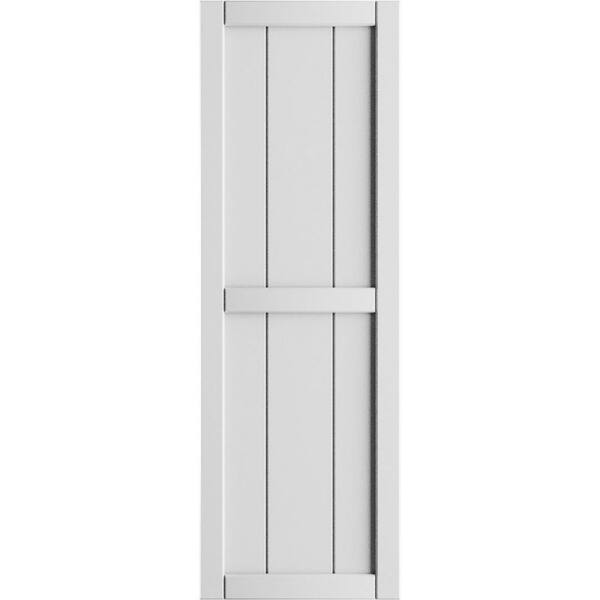 Ekena Millwork 16-1/8 in. x 32 in. True Fit PVC 3-Board Framed Board and Batten Shutters in White (Per Pair)