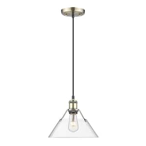 Orwell 100-Watt 1-Light Aged Brass and Clear Glass Pendant Light