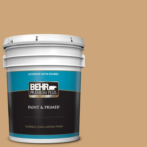 BEHR PREMIUM PLUS 5 gal. Home Decorators Collection #HDC-AC-13 Butter Nut Satin Enamel Exterior Paint & Primer