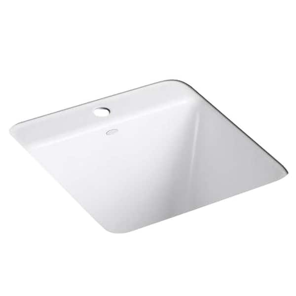 KOHLER Park Falls Under-Mount Cast Iron 21x22x13.625 1-Hole Utility Sink in White