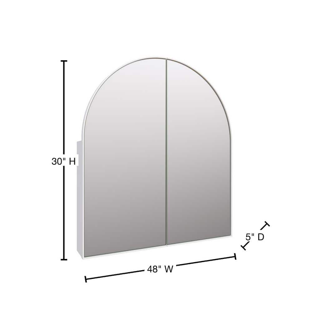 Black Framed Oval Recessed Medicine Cabinet with Mirror
