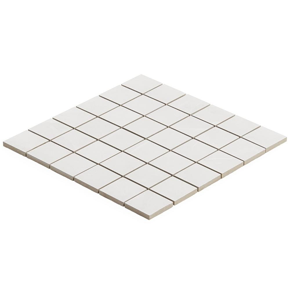 Aztec Onyx Bianco Matte Porcelain Mosaic Tile 12-in x 12-in