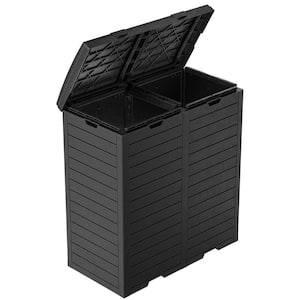 62 Gal. Black Dual PP Resin Hideaway with Lid and Drip Tray Trash Can Storage