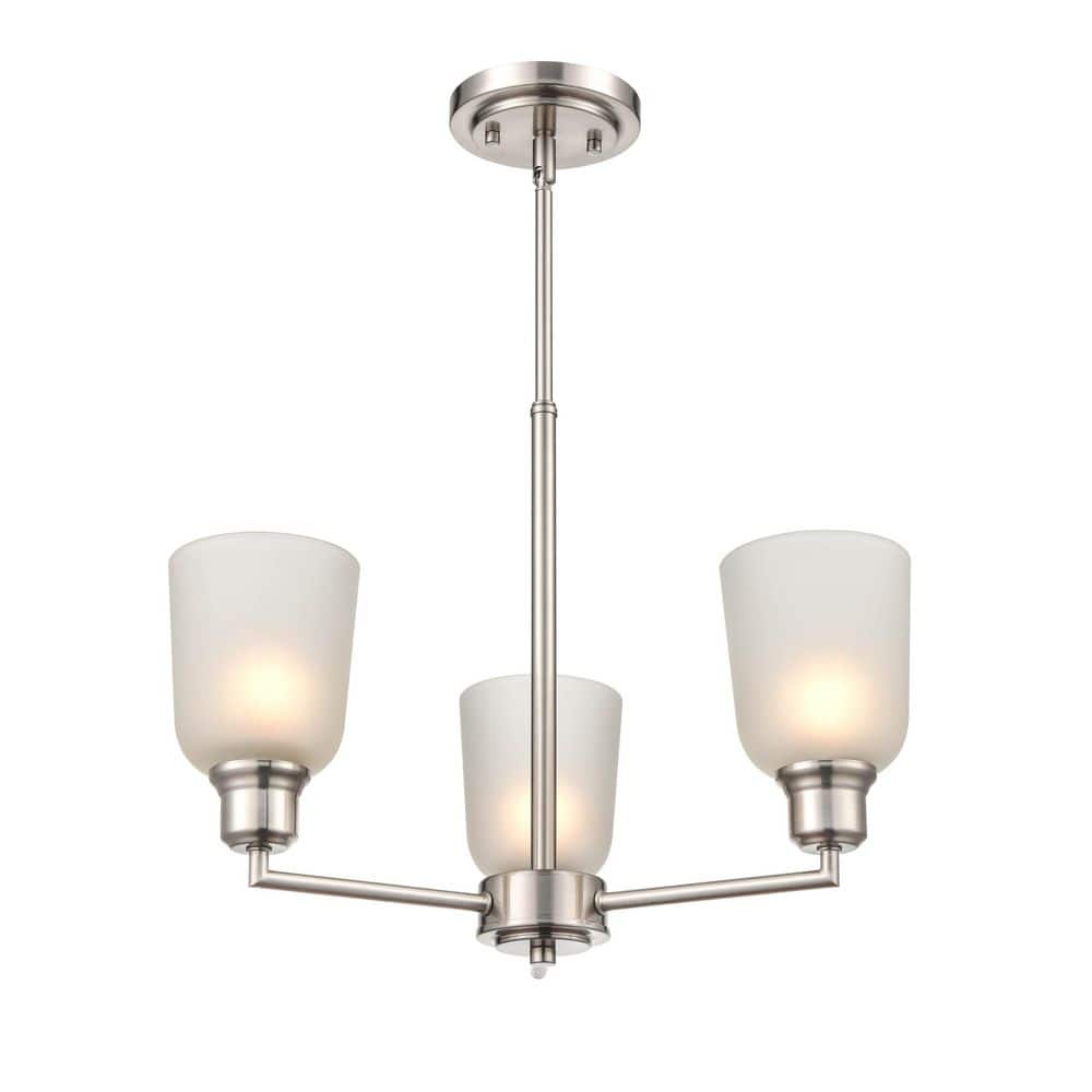 Amberle 19.5 in. 3-Light Brushed Nickel Chandelier with Frosted White Glass price history on PriceWatchPro