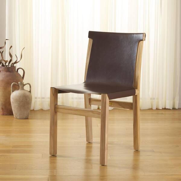 SAFAVIEH Arian Cognac/Natural 18.89 in. Teak Dining Chair