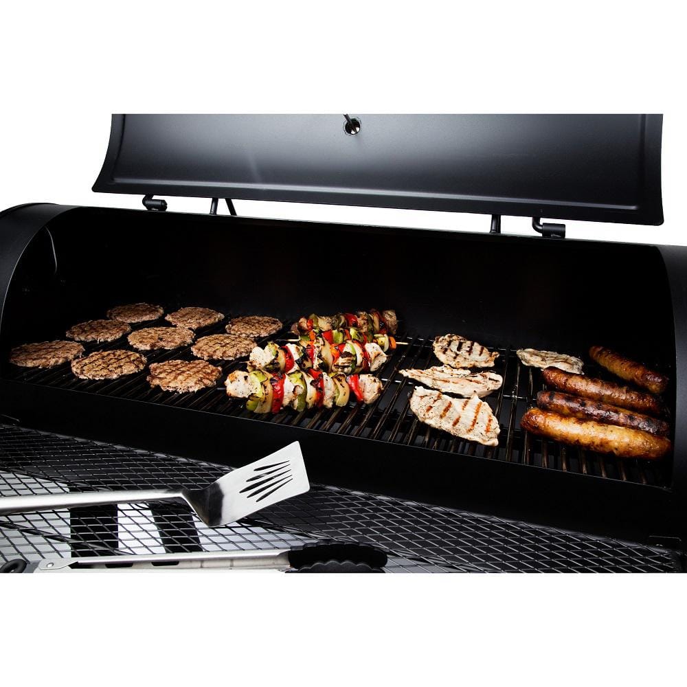 Black Steel Built-In Charcoal Grill with Smoker