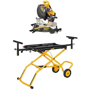 60V Lithium-Ion 12 in. Cordless Sliding Miter Saw (Tool Only) and 32-1/2 in. x 60 in. Rolling Miter Saw Stand
