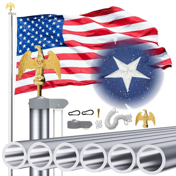 Heavy Duty 20 FT Flag Pole 12 Gauge Extra Thick Aluminum Flagpole for 3x5 Flags Outdoor, American Flags with Pole Kit