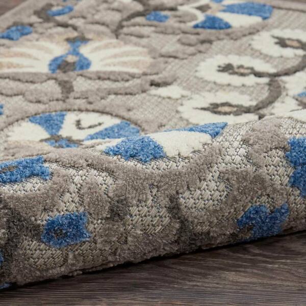 Nourison Silken Weave Floral Grey/Brick 10' x 13'4 Area Rug