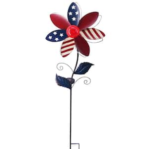 Patriotic Pointed Flower Windmill Solar Stake Light