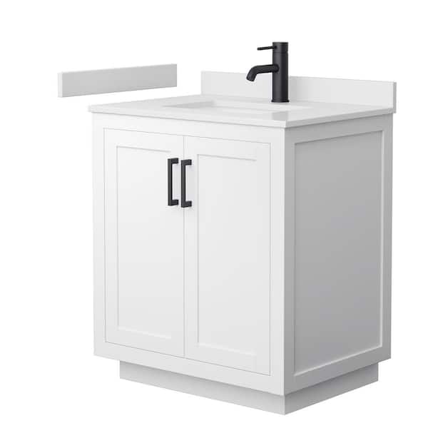 Wyndham Collection Miranda 30 in. W x 22 in. D x 33.75 in. H Single Bath Vanity in White with White Cultured Marble Top