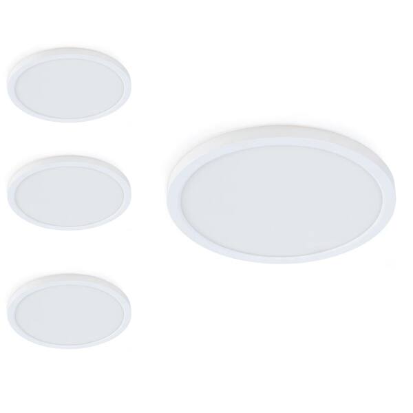 Feit Electric 5 in. 8-Watt Title 24 Dimmable White Integrated LED Round Flat Panel Ceiling Flush Mount with Color Change CCT (4-Pack)