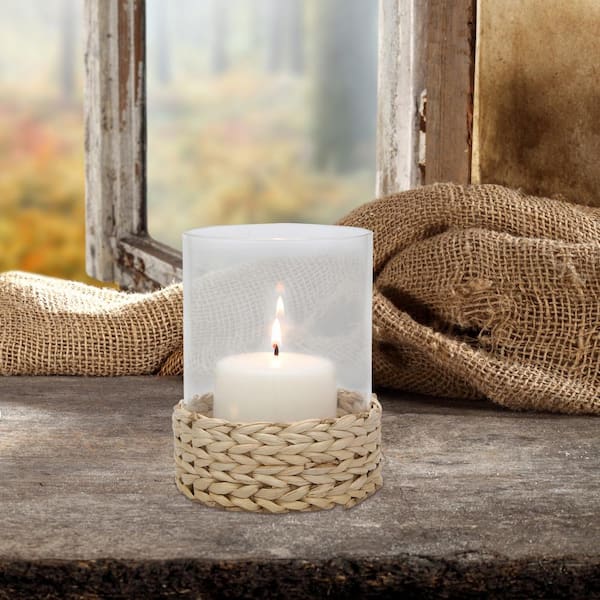 Stonebriar Collection 6 in. Natural Glass Candle Holder