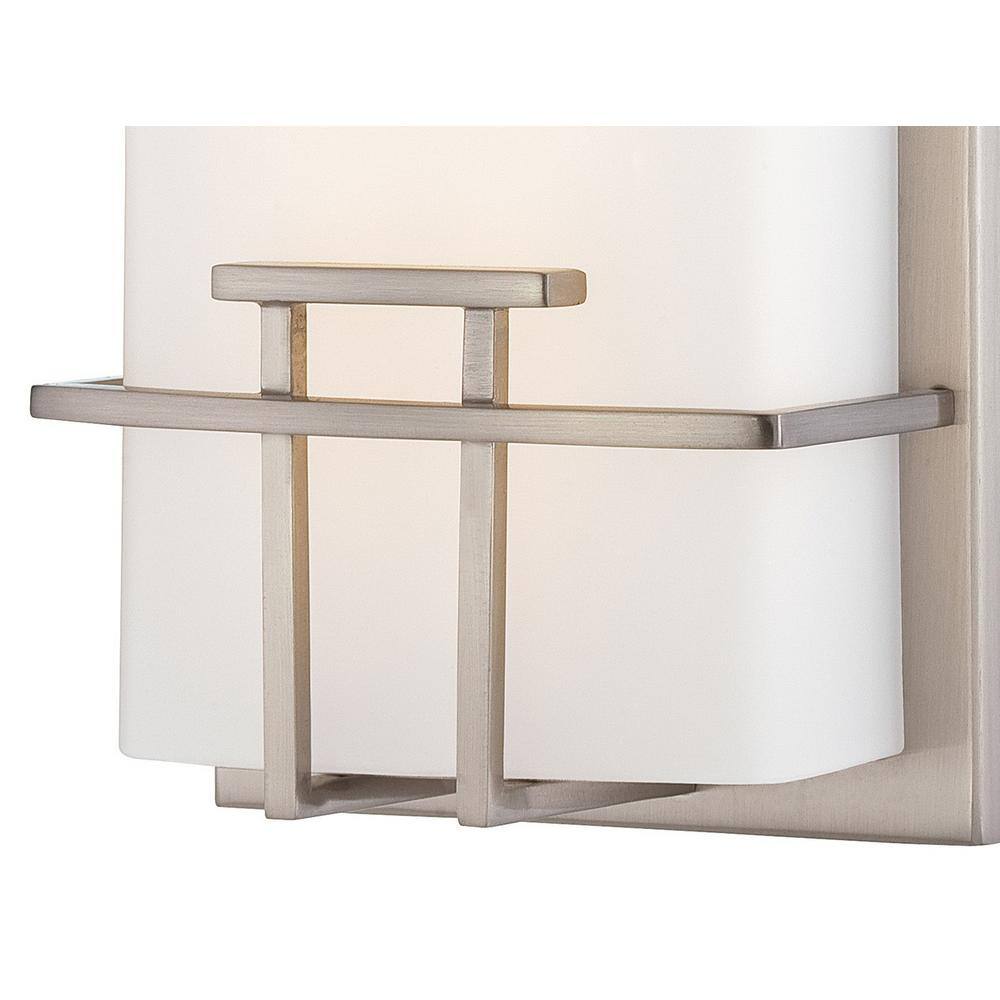 Elegant Brushed Nickel LED Sconce with Etched Opal Shade