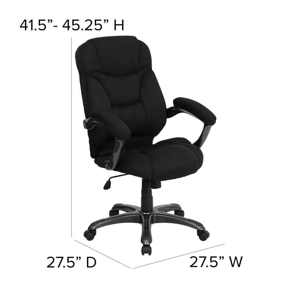 Jessie Fabric High Back Ergonomic Executive Chair in Black Microfiber with Arms - Thumbnail 4