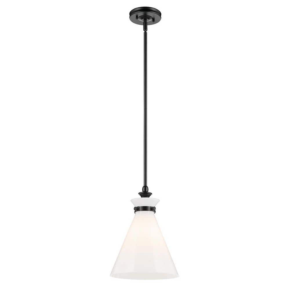 Laria 10.5 in. 1 Light Pendant with Opal Glass in Black price history on PriceWatchPro