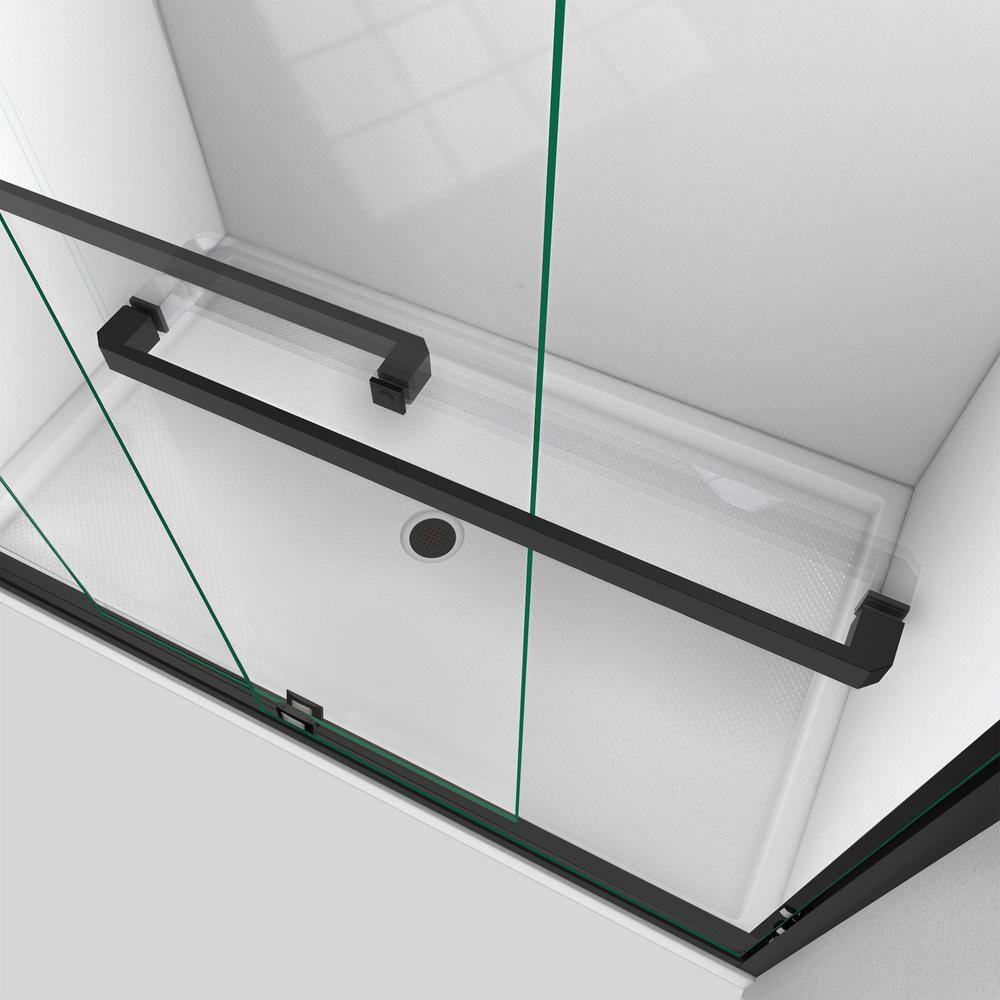 Encore 60" x 36" Black Semi-Frameless Sliding Shower Kit