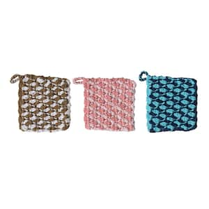 Cotton Multi-Colored Crocheted Pot Holders (3-Pack)