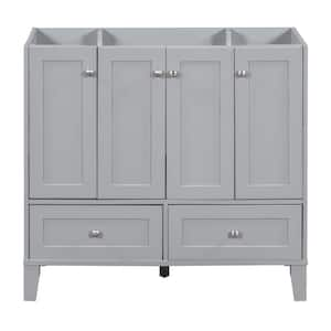 35.5 in. W x 17 in. D x 32.9 in. H Freestanding Bath Vanity Cabinet without Top in Grey 4 Doors, 5 Shelves, 2 Drawers