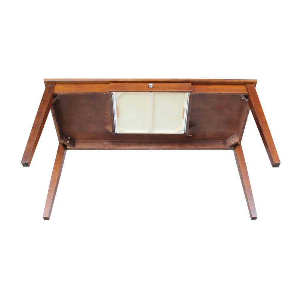 Espresso Rubberwood Desk with Drawer and Matching Chair Set