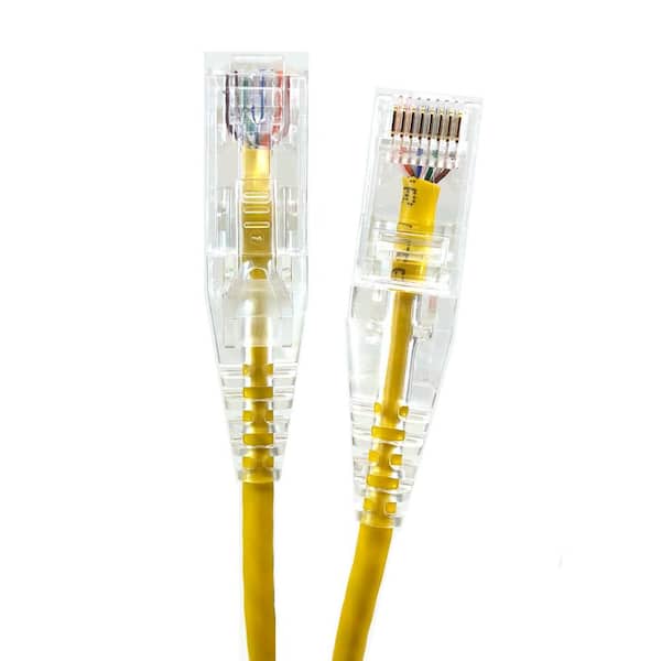 Micro Connectors, Inc 25 ft. 28 AWG Ultra Slim CAT6 RJ45 Unshielded Twisted Pair Patch Cable, Yellow