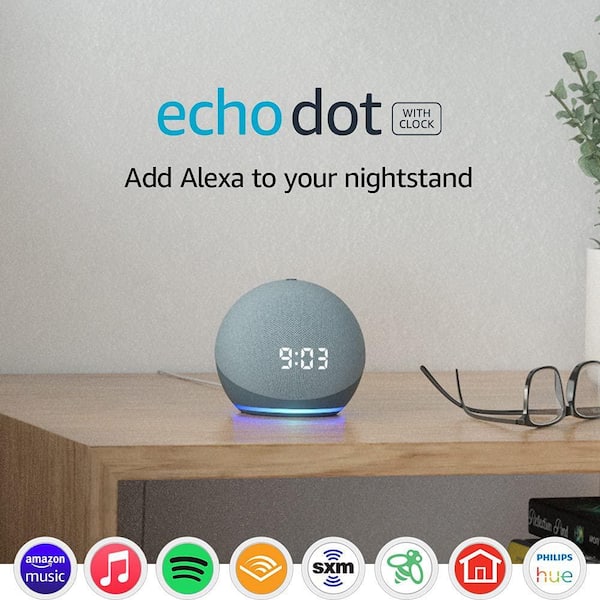 Amazon Echo Dot 4th Gen Clock Blue, 2-Pack DOT4CLKBL2PK-DIY - The
