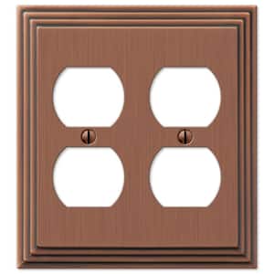 Tiered 2 Gang Duplex Metal Wall Plate - Antique Copper