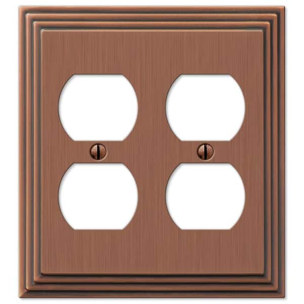 AMERELLE Tiered 2 Gang Duplex Metal Wall Plate - Antique Copper