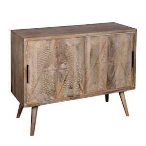 Toscana Natural Brown Solid Wood Sideboard Buffet Cabinet with Sliding Doors