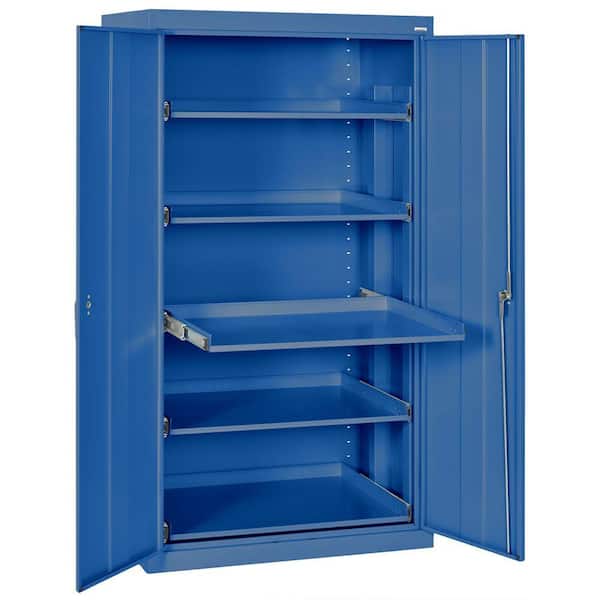 Sandusky 66 in. H x 36 in. W x 24 in. D Steel Heavy Duty Storage Cabinets with Pull-Out Tray Shelf in Blue