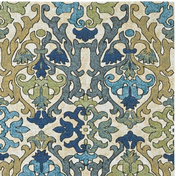 7 x 10 Green, Gray, Tan Floral Area Rug