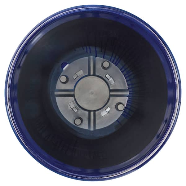 Vigoro 14 in. Delphine Blue Glazed Plastic Planter (14 in. D x 12