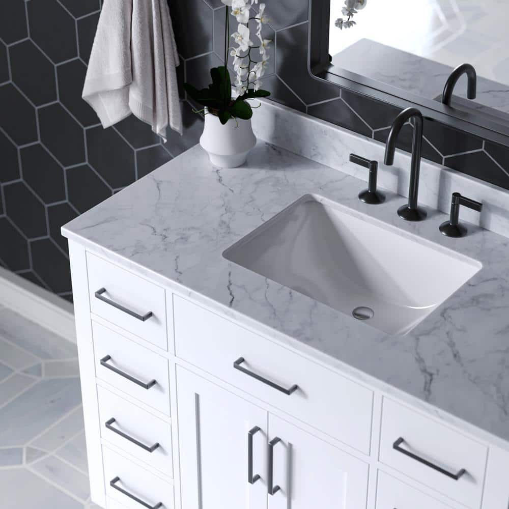 Hepburn 43" White Marble Top Single Basin Vanity