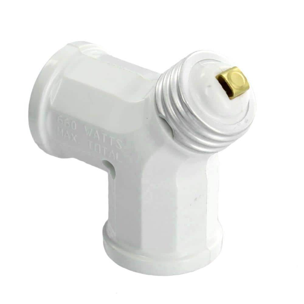 White Twin Light-Socket Adapter for Medium Base Bulbs