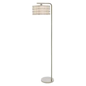 Rosalie 61.5 in. Chrome Candlestick Floor Lamp with Silver and White Drum Shade