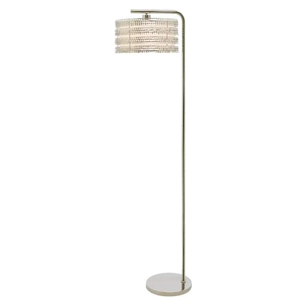River of Goods Rosalie 61.5 in. Chrome Candlestick Floor Lamp with Silver and White Drum Shade