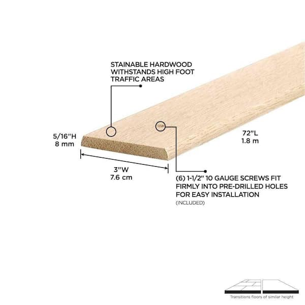 3"X 72" UNFINISHED HARDWOOD SEAM BINDER W/SCREWS