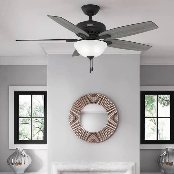 Newsome 52 in. Indoor Flat Matte Black Ceiling Fan with Light Kit Included