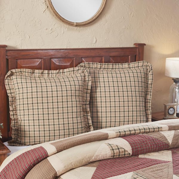 VHC BRANDS Cider Mill Khaki Brown Green Primitive Cotton Euro Sham