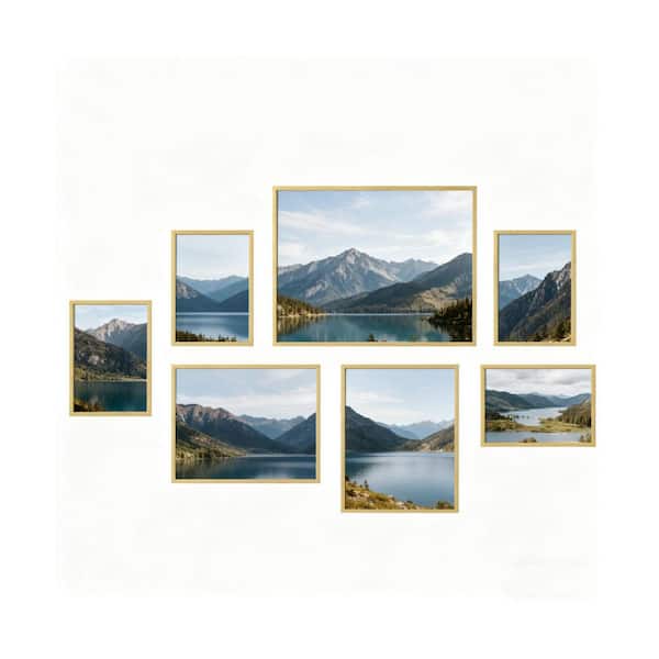 Minimalist 11 x 14 Gold Wood Hanging Picture Frame Set of 7