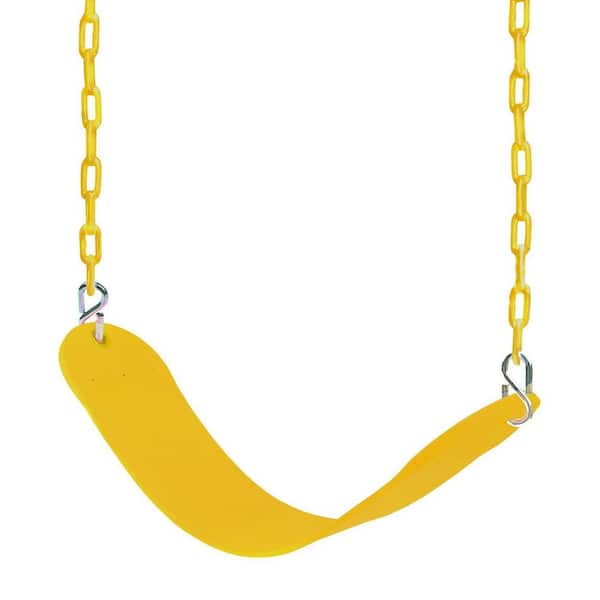 Heavy Duty Sensory Therapy Swing Seat with 66 Coated Iron Chain and Snap Hooks, Outdoor Playground Accessories Yellow